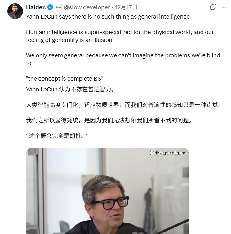 LeCun和哈萨比斯「吵」起来了：「通用智能」到底存不存在？-AI做小事 · 123GPT