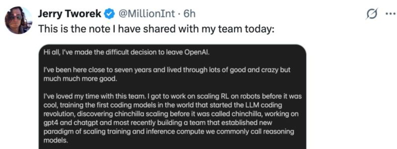 OpenAI推理第一人离职，7年打造了o3/o1/GPT-4/Codex-AI做小事 · 123GPT